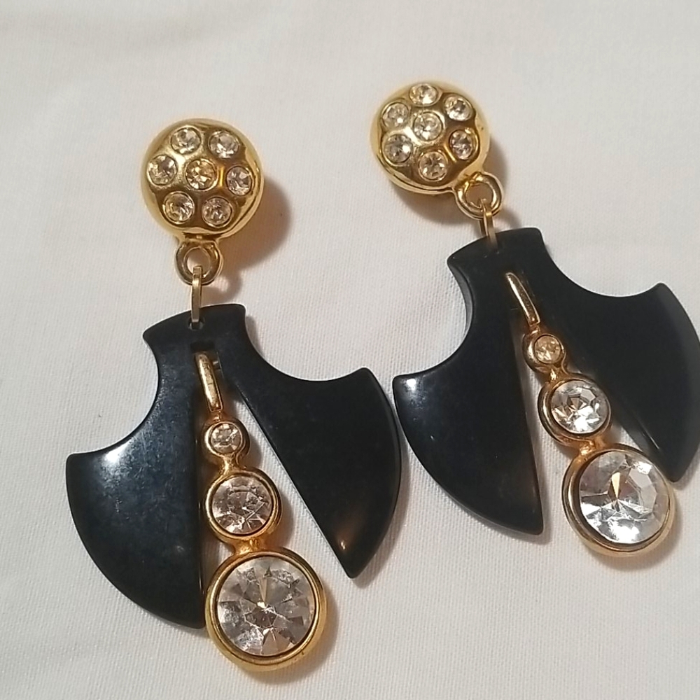 Chunky 80s Vintage Clip on earrings Dangly